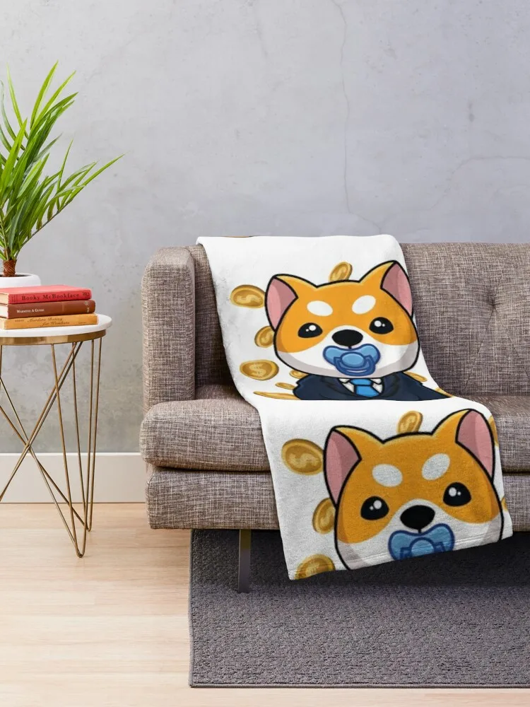 Baby dog president, Funny Dogecoin Shiba Inu The Millionaire Throw Blanket Tourist Sofas Custom Blankets