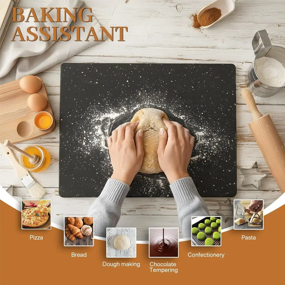 لوح معجنات جرانيت أسود كبير، غير قابل للانزلاق، مثالي للمطبخ والعجين، 16 × 20 بوصة #5