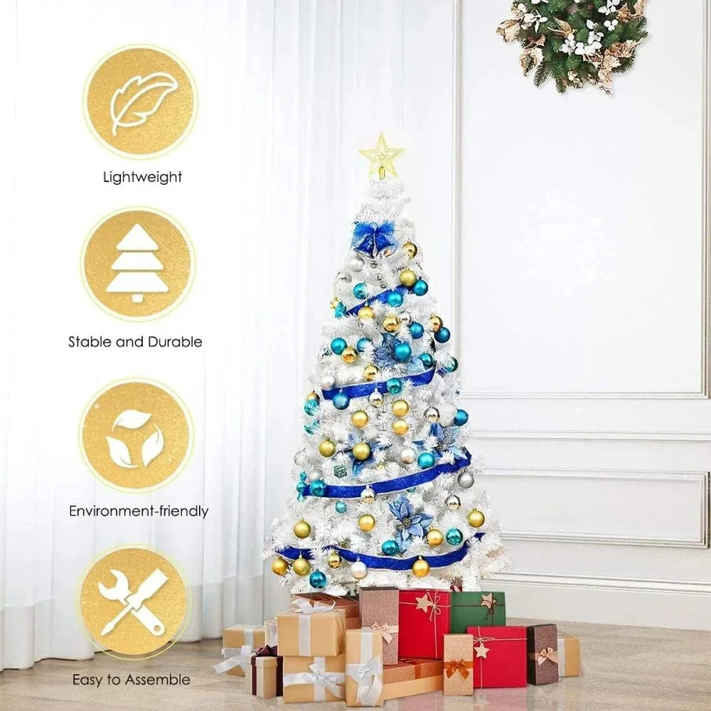 60cm Whtie Christmas Tree, Xmas Tree With Metal Christmas Tree Stand,Christmas Tree For Indoor Holiday Christmas Decorations