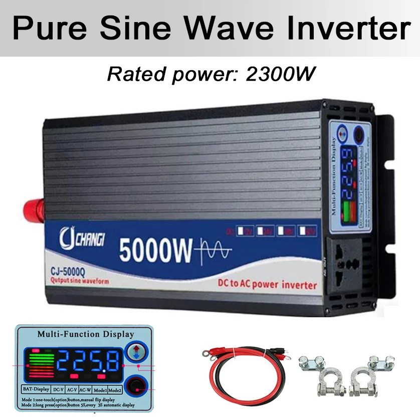 

Pure Sine Wave Inverter 12V 220V 110V Power 2300W 5000W 24V 48V 60V Solar Car Inverters With Multi Function Display Converter