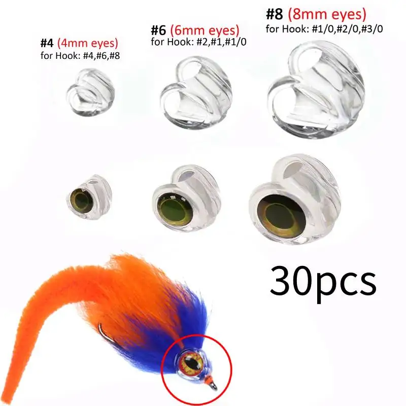 หน้ากากปลารอกฟลาย30ชิ้น3D สายรุ้งวัสดุรอกฟลายแมลงวันเหยื่อทนทานใหม่น้ำหนักเบาทนทานสำหรับตกปลากลางแจ้ง