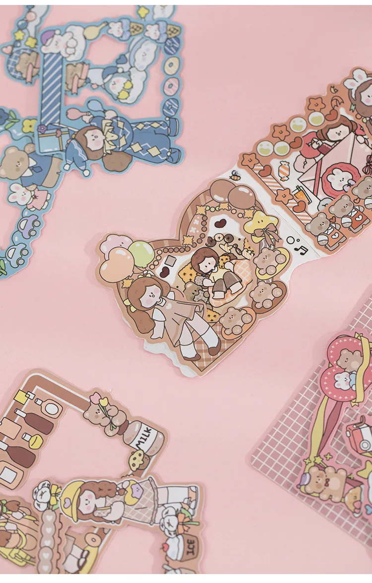 15pcs/bag Photo Frame Sticker Package Ago's Assembly Day Series Cute Hand Account Material Decorative Stickers