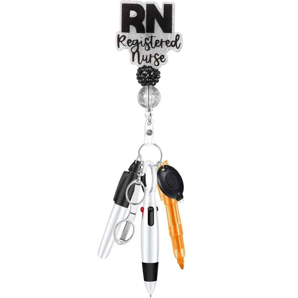 New Retractable Nurse Pen Pack Portable Lanyard Keychain Nurse Badge Set Durable ID Badge Reels Nurse Badge Clip Gift