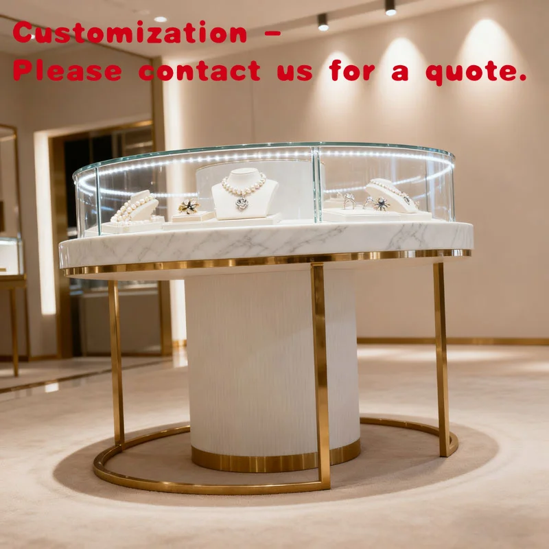 

custom.Custom Premium Circular Tempered Glass Jewelry Vitrine Stylish Round Showcase Luxury Store Interior Modern Interior S