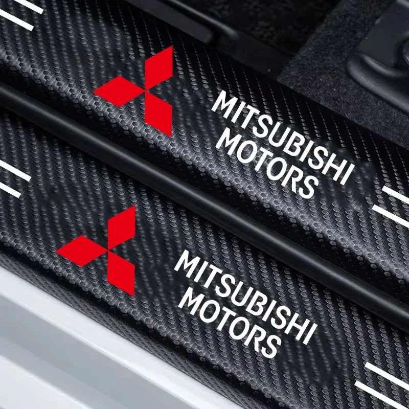 عتبة السيارة قطاع ألياف الكربون ملصق عتبة باب السيارة حامي اكسسوارات لميتسوبيشي ASX لانسر EVO باجيرو أوتلاندر L200 #4