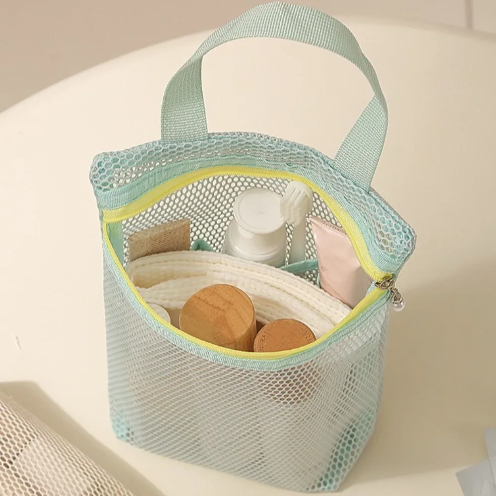 New Portable Mesh Handbag Large capacity Transparent Drainable Makeup Bag Cosmetics Storage Tools Bathing Bag Storage Bags