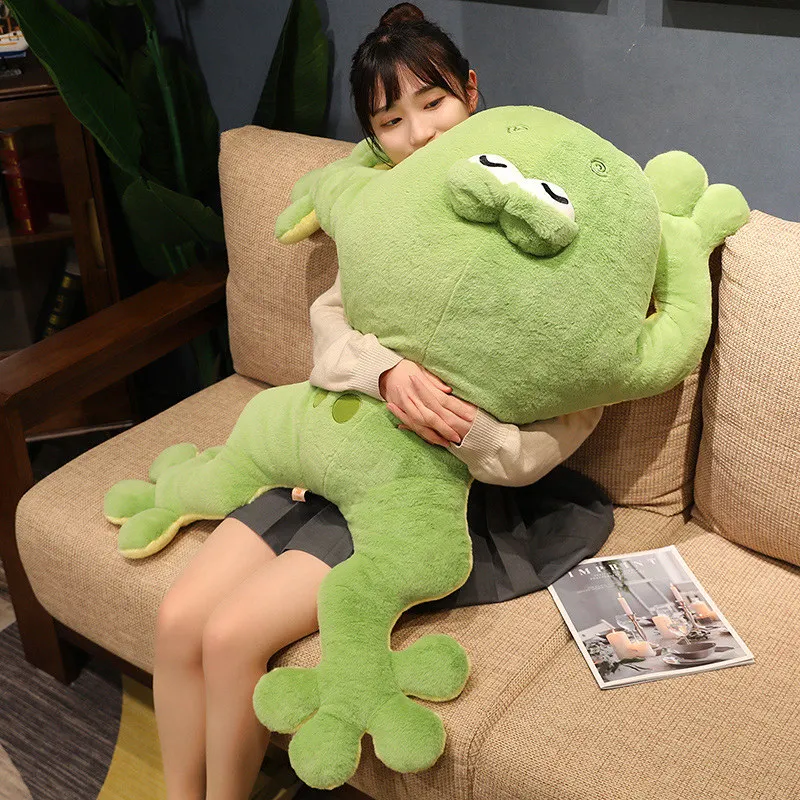 60-130cm Giant Big Frog Plush Toy Stuffed Plushies Grogs Throw Pillow Cushion Home Decor Kids Birthday Gift for Boy Big Eyes