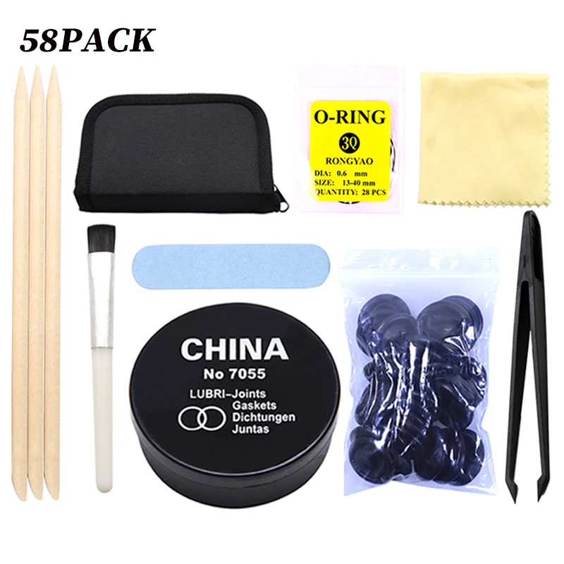 

Набор инструментов для ремонта часов 58PACK, сменные водонепроницаемые кольца для часов, набор инструментов для удаления ржавчины и очистки, мини-полировальный стержень