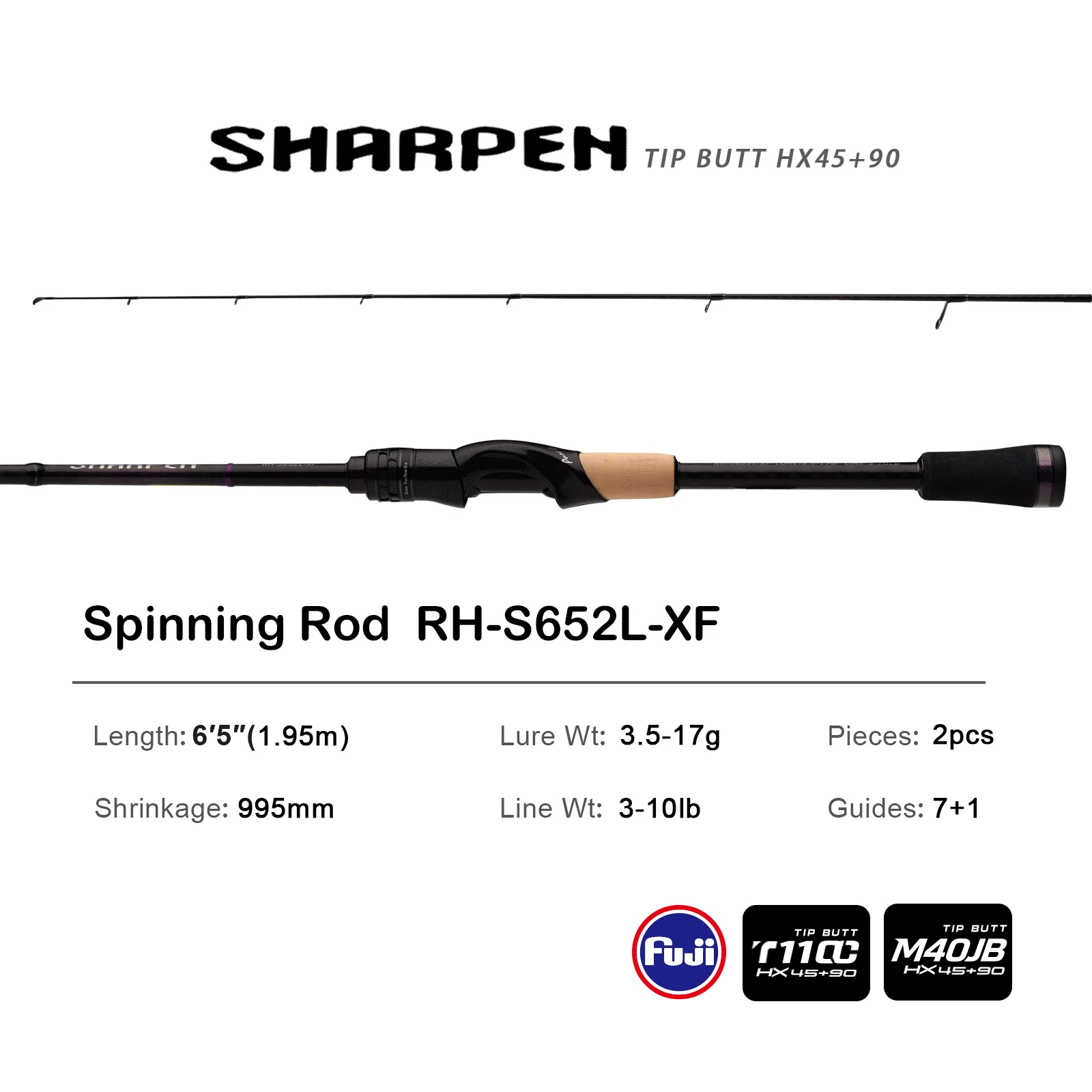 PURELURE SHARPEN Soft Lure Long Spinning and Casting XF/MF Action Rods FUJI Components Bass Pike Rod Angelrute Spinnrolle