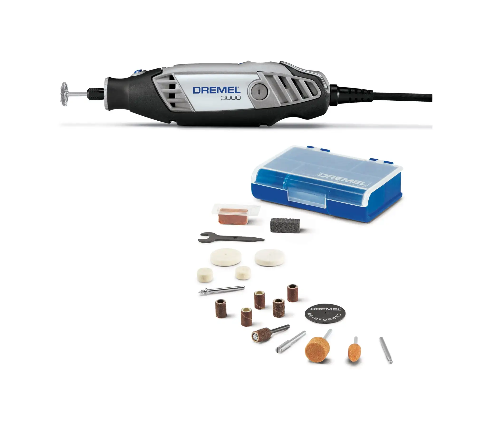 

Проводной вращающийся инструмент Dremel 3000-N/18 с поворотным носовым колпачком EZ и 18 аксессуарами, 1,2 А/120 В