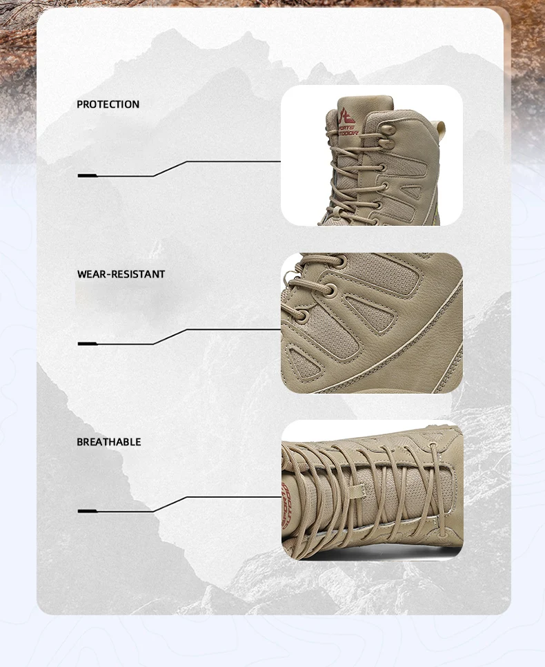 Männer Bergsteigen Schuhe Im Freien Nicht-slip Taktische Stiefel Wüste Boot Atmungsaktive Leder Obermaterial High Top Feld Training Sicherheit schuh – Detail 5