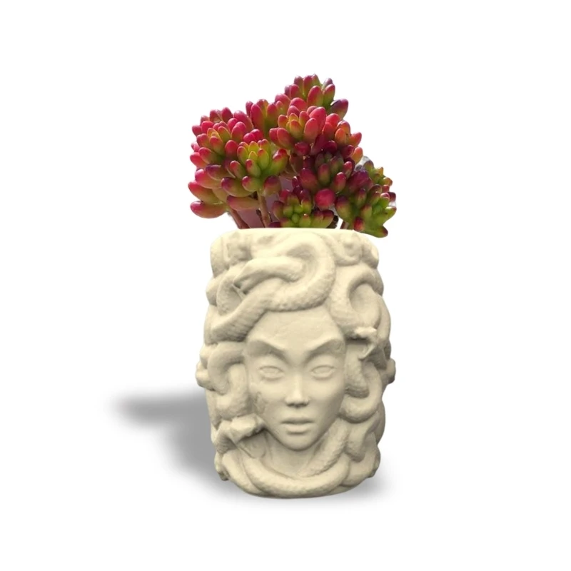 Pot Silicone Mold Snake Girl-Head Planter Vase Mold Pen Holder Mold for Resin