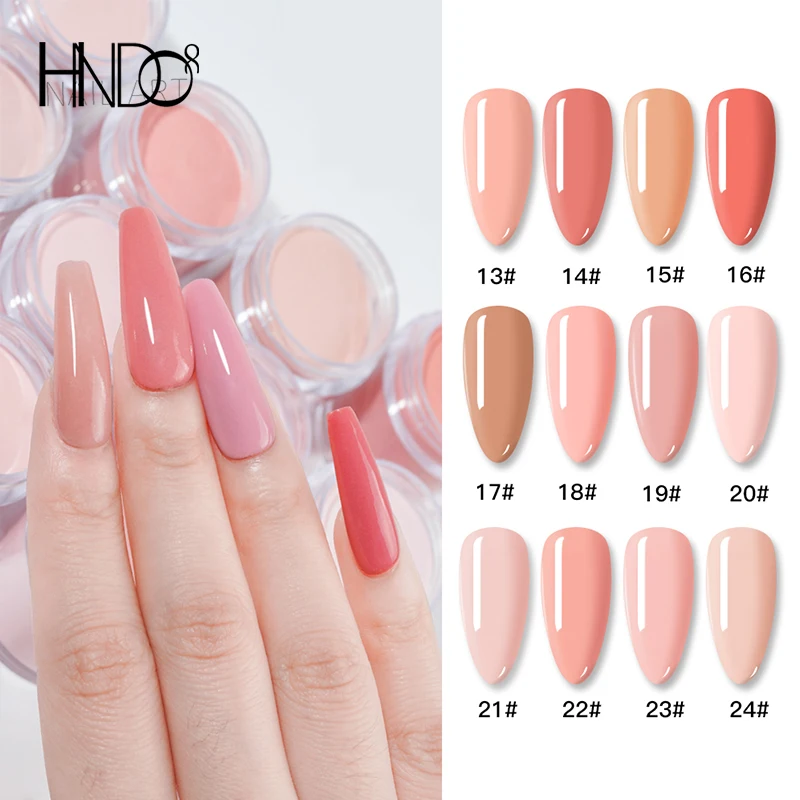 HNDO 48 Colors Nude Pink Clear Dipping Acrylic Powder Nail Art Glitter Extension Carving Manicure DIY Design Dip Pigment Dust