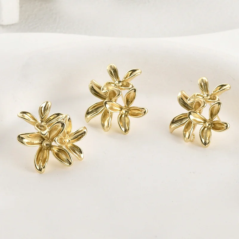 6 أزواج من إكسسوارات المجوهرات ذاتية الصنع قاعدة حلقية على شكل زهرة مع وصلة حلقة للنساء معلقة على صنع أقراط اللؤلؤ #2