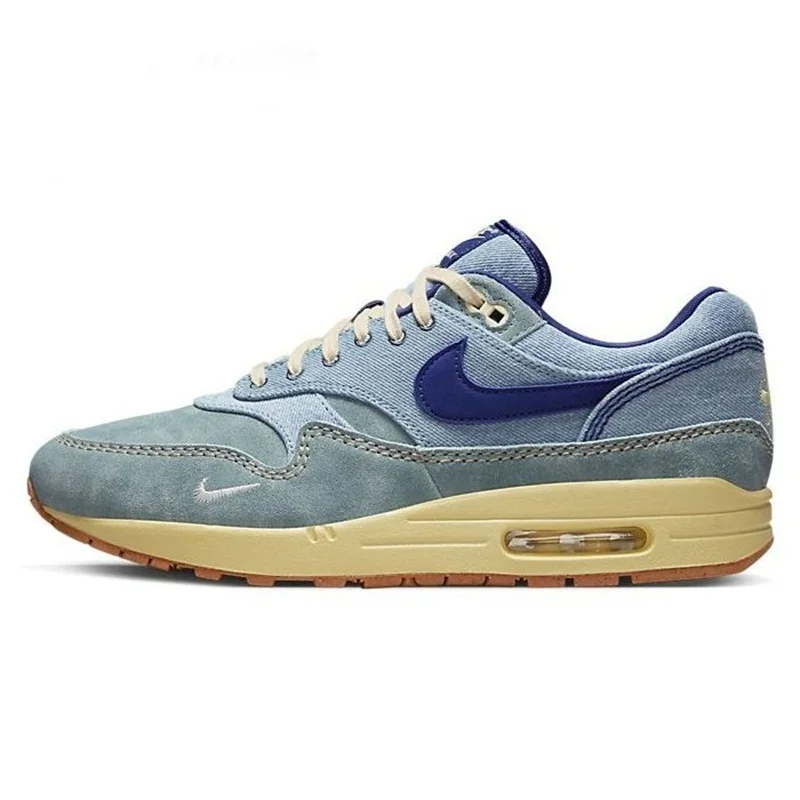 Nike Air Max 1 87 Retro 86 AirMax Dirty Denim Blue Beige Fashion Outdoor Sports Sneakers Jogging Mens Womens Running Shoes