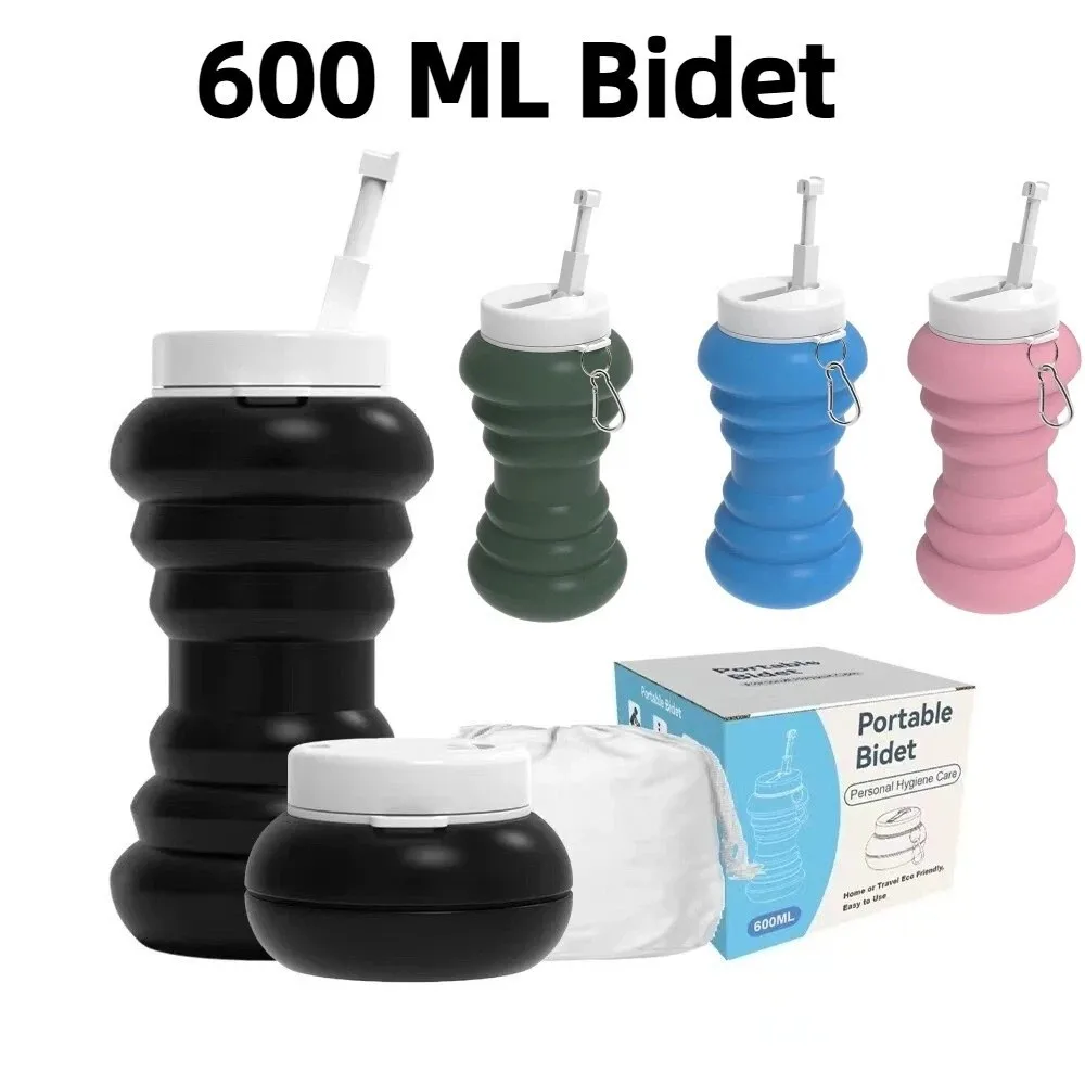 600ml Large Capacity Portable Bidet Spray Portable Collapsible Foldable Female Washer Irrigator Manual Operation Press-flush