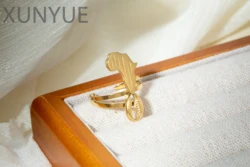 XUNYUE Stainless Steel African Map Shell Adjustable Titanium Steel Ankh Ring