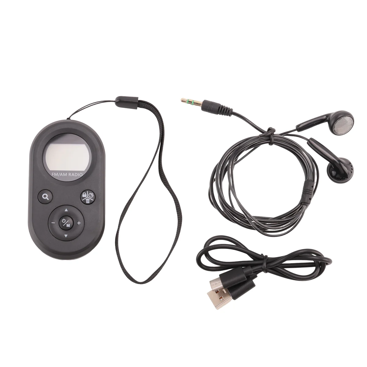 Mini FM/AM Radio Portable Pocket 76-108MHZ Rechargeable Radio Receiver with LCD Display Backlight Lanyard Design