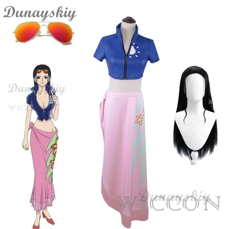 ชุดเซ็กซี่ชุดคอสเพลย์ผู้หญิงนิโคโรบิน, ชุดเครื่องแบบชุดว่ายน้ำวิกแว่นตาวิกผมฮาโลวีนคาร์นิวัลปาร์ตี้