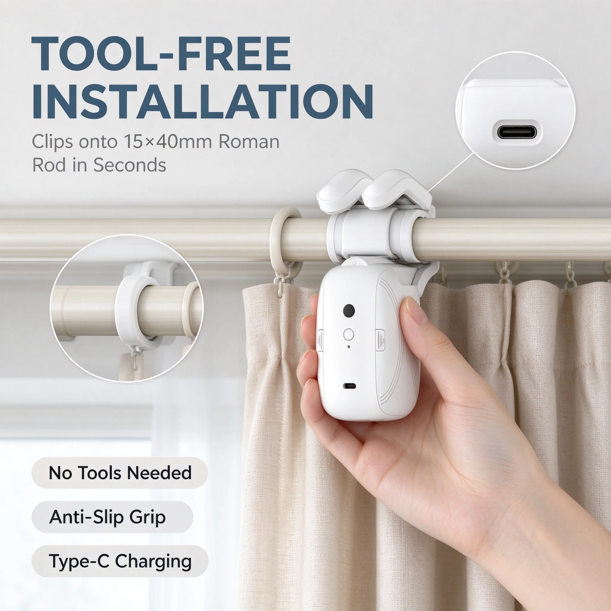 Smart WiFi Curtain Robot Built-in Gateway Roman Rod Track APP Voice Control Automatic Curtain Opener for Alexa Google Home