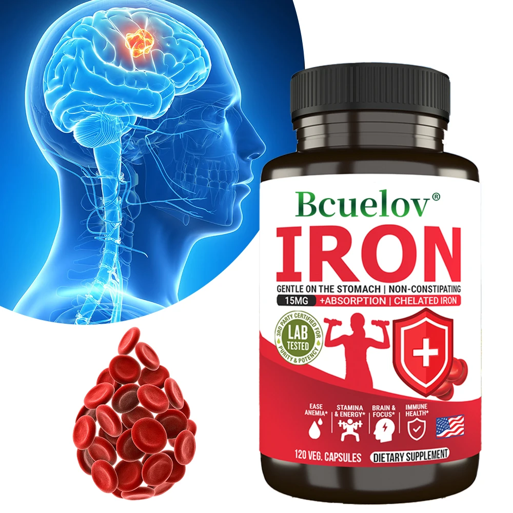 Bcuelov  Iron Supplement 15 Mg Chelated Fast Absorption Gentle Non-Constipating - Anemia