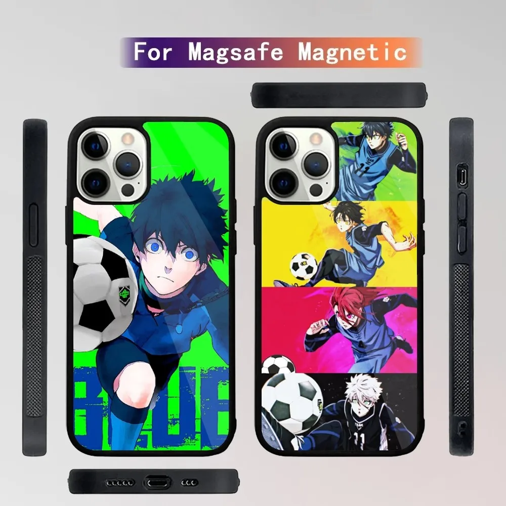 BLUE L-LOCK Anime Phone Case For iPhone 15,14,13,12,11,Plus,Pro,Max Mini Magsafe Magnetic Wireless Charging