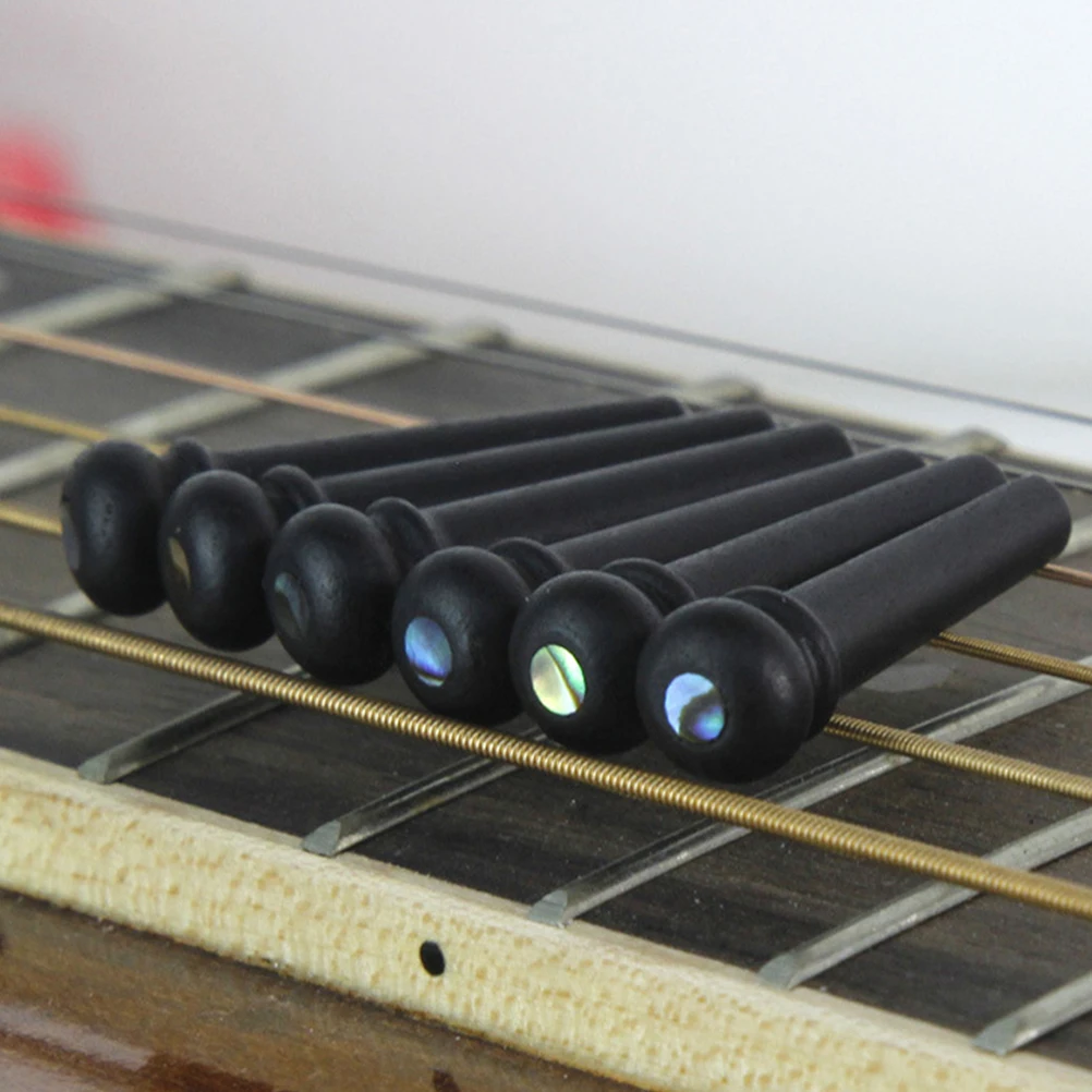 

6 pcs Replacement Guitar Bridge Pins Wooden Folk Guitar Parts Dot Inlay For 40 41 42 Inch String Repair Bass Bridge Folk