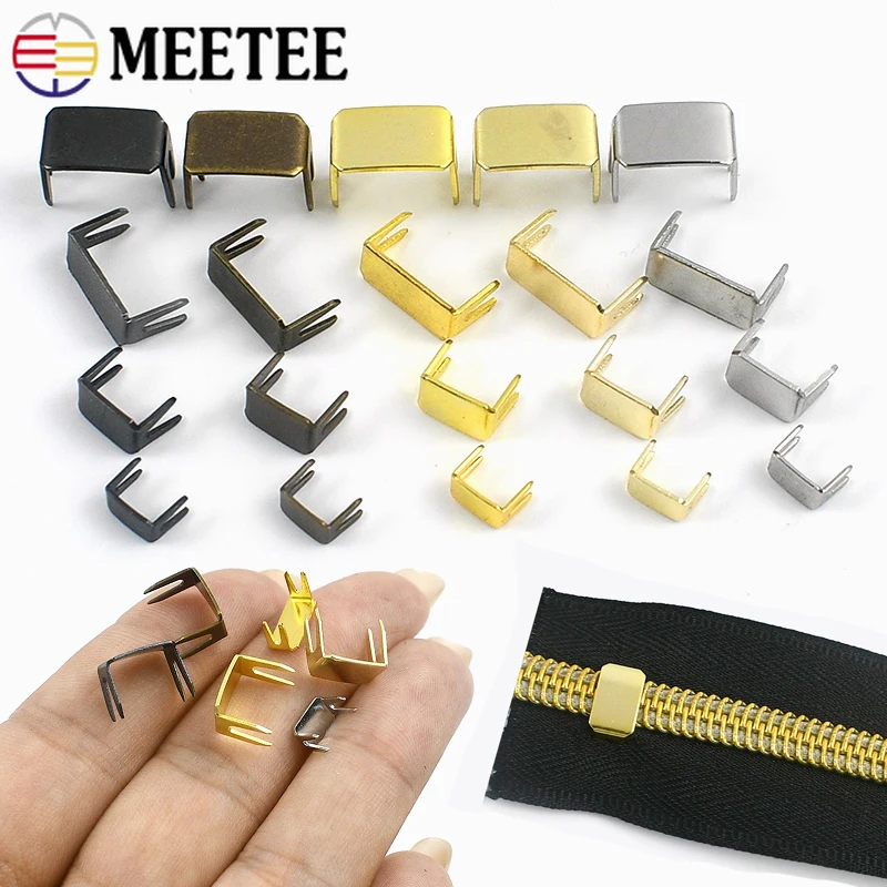 100/200Pcs 3# 5# 8# 10# Non-slip Zip Stopper Metal Tail Clip Handbags Garment Instant Fix End Lock Repair Kit Sewing Accessories