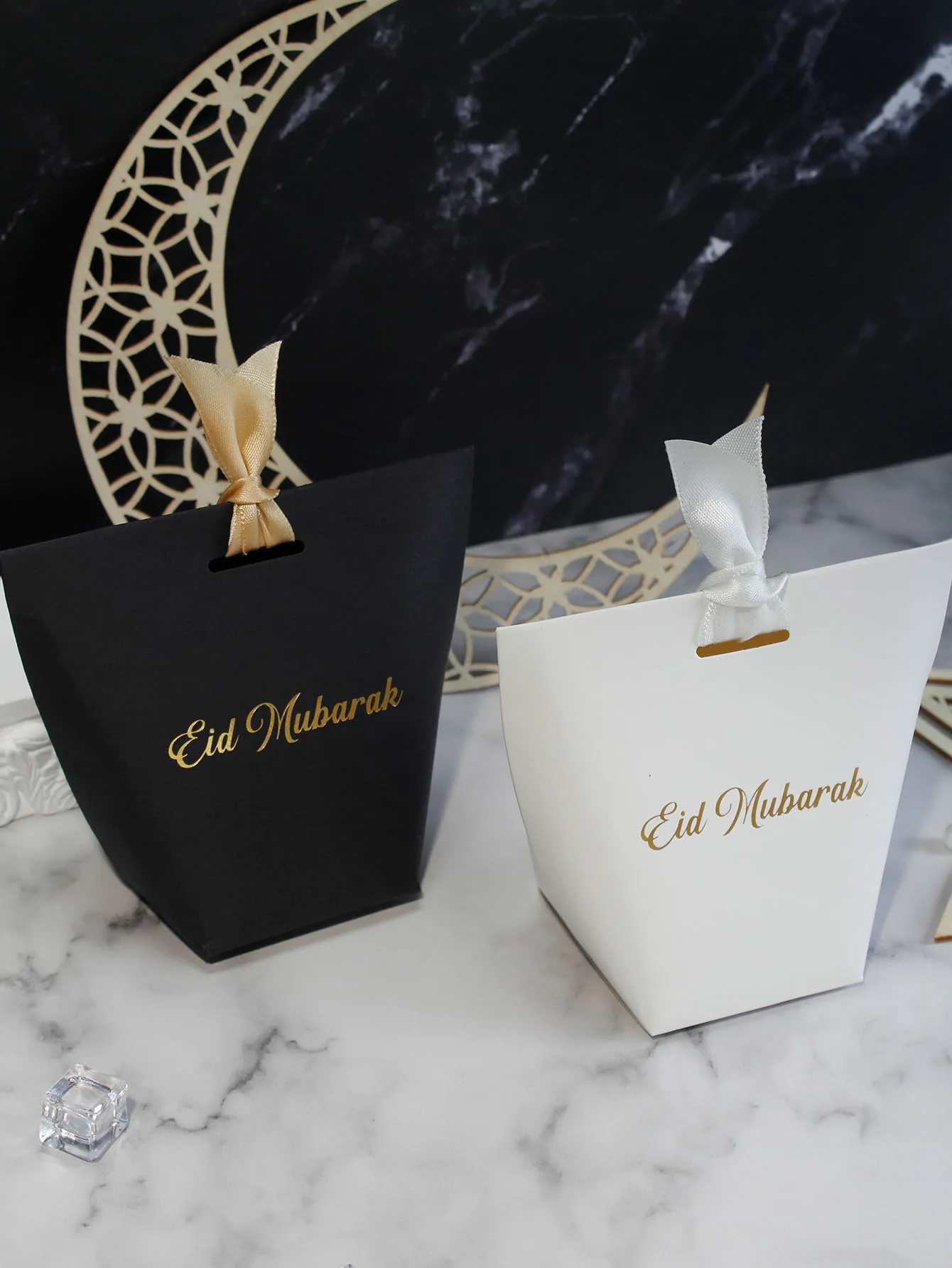 Happy Eid al Fitr Candy Box Mubarak Candy Biscuit Box Party Gift Packaging Bag Gift Box Ramadan 2024 Eid al Fitr Decoration