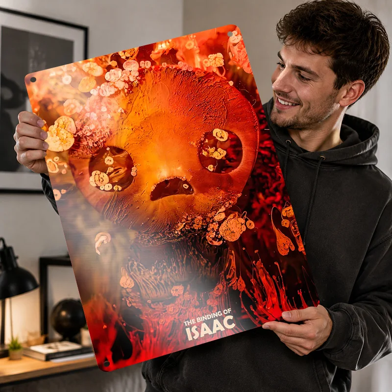 The Binding Of Isaac Aluminum Posters Customized Metal Tin Sign Premium Immersive Gaming Tribute Wall Art For Bedroom Or Arcade