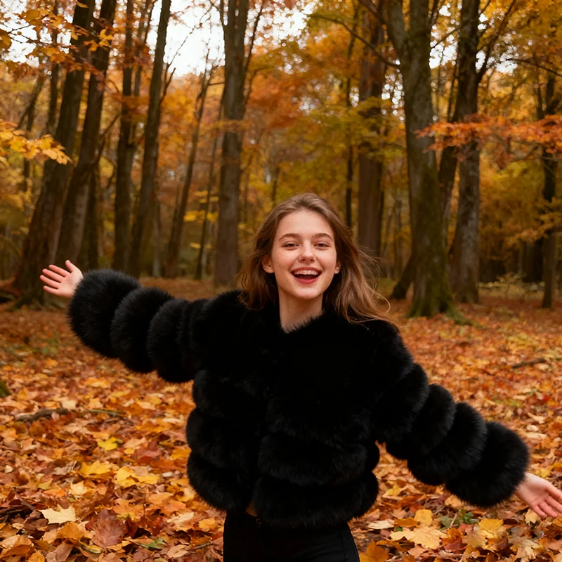 معطف فرو الثعلب الصناعي شتوي نسائي موضة جديدة فروي 2025 ملابس بيضاء جلدية جديدة في المعاطف والسترات #3