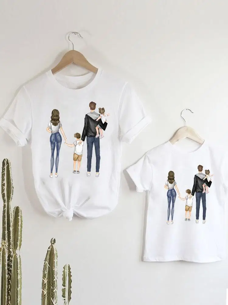 

Tee T-shirt Family Matching Outfits Women Mom Mama Clothes Girls Boys Kid 90s Family Cute Lovely Child Summer Tshirt Clothing