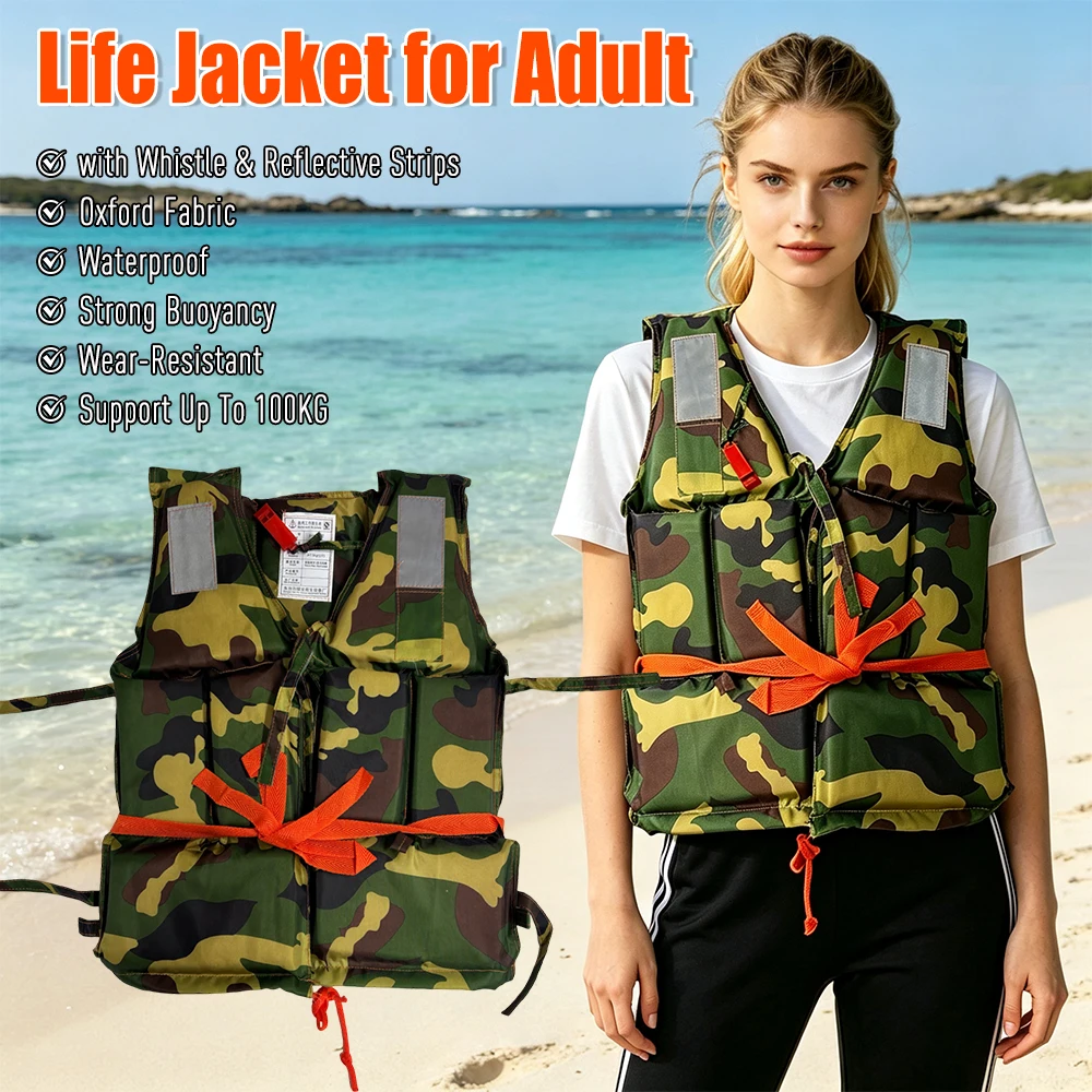 Surf Vest with Whistle & Reflective Strips Buoyancy Aid Polyester Floating Foam for Boating Fishing Kayaking SUP Paddleboarding