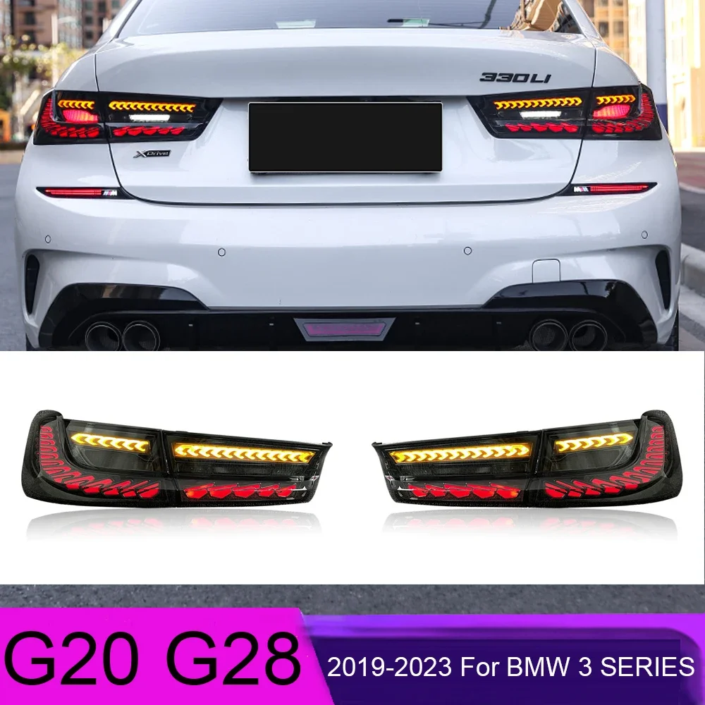 

Автомобильный светодиодный задний фонарь для BMW 330i 340i G20 G28 2019-2023 задний противотуманный фонарь + стоп-сигнал + задний ход + динамический указатель поворота