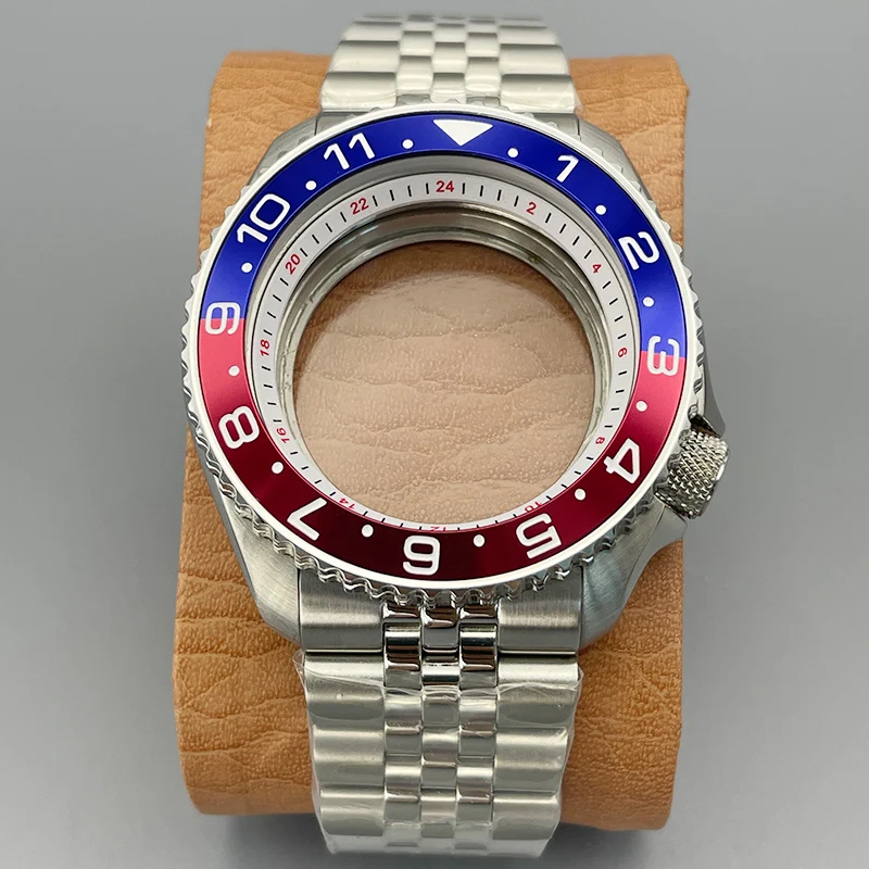 42mm SKX007 Watch Case and Band NH35 Case Curved Bezel Insert Ring Flat Double Sapphire Glass For NH35 NH36 Movement 28.5mm Dial