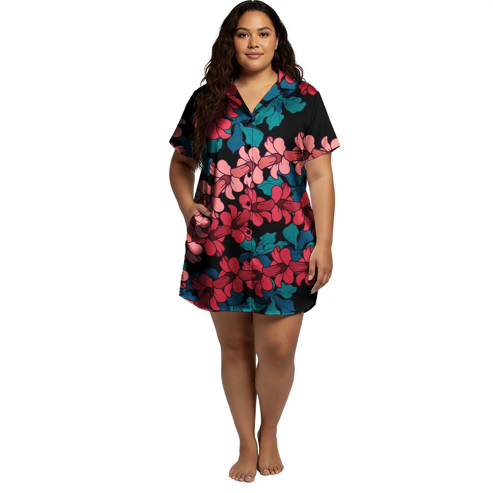 فستان صيفي للشاطئ بلوميريا مثير بياقة مقلوبة ملابس بولينيزية فساتين بتصميم قبلي هاواي مقاس كبير فستان مخصص #4