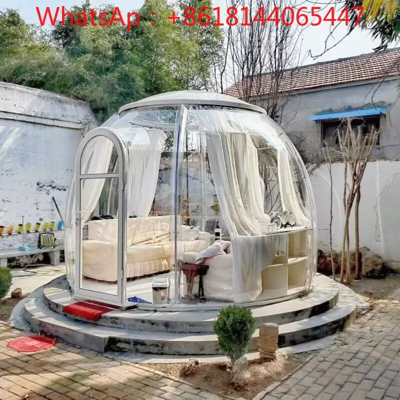 

Outdoor scenic B & B transparent restaurant courtyard terrace clock in circular aluminum alloy sun room star room