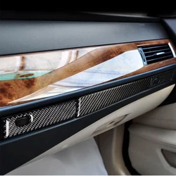 3Pcs Carbon Fiber Water Cup Holder Panel Decoration Cover Trim For BMW E60 5 Series 2004-2010 Car Accessories