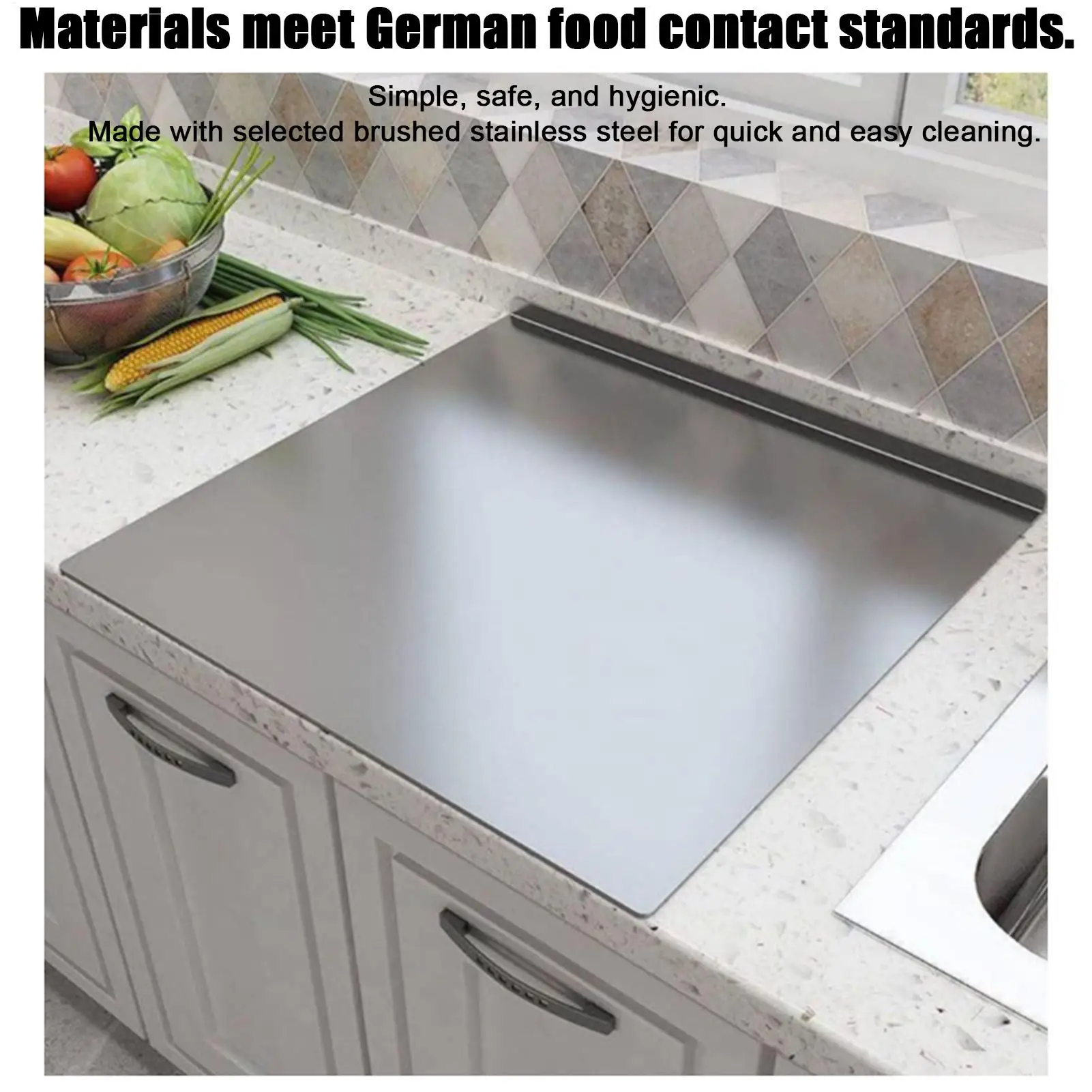 With Lip Stainless Steel Cutting Board Anti-mildew Anti-Slip Home Chopping Board 30x40cm Rectangular  ﻿