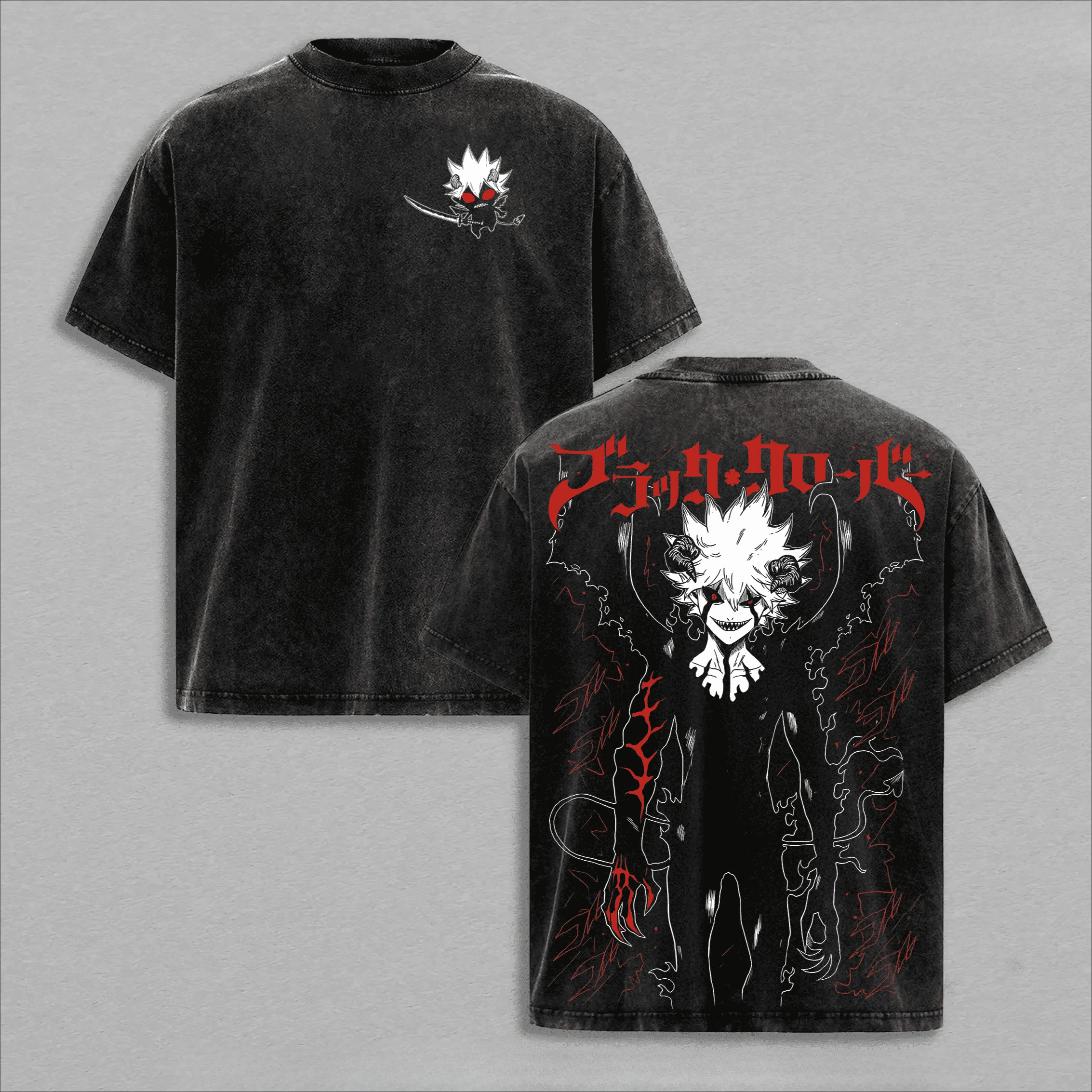Anime Black Clover Asta T-shirt Men's Clothing Vintage Y2k Washed T Shirt Summer Casual Short Sleeve Loose Cotton Tees Tops