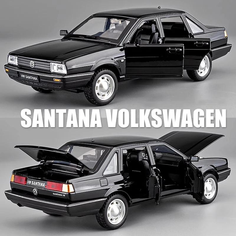 Santana 1/24 retro style Classic car Simulation Diecast Metal Alloy Model Sound Light Toys Collection Children Birthday Gifts