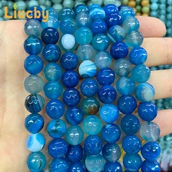 Gemstone Faceted Blue Striated Agates Natural Stone Beads For Jewelry Making DIY exquisite headwear gift 15