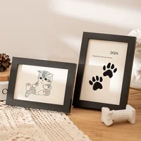 Diy Wooden Baby Pet Paw Print Footprint Handprint Photo Frame No Mess Ink Pad Imprint Kit Memorial For Newborn And Pet Lover 6
