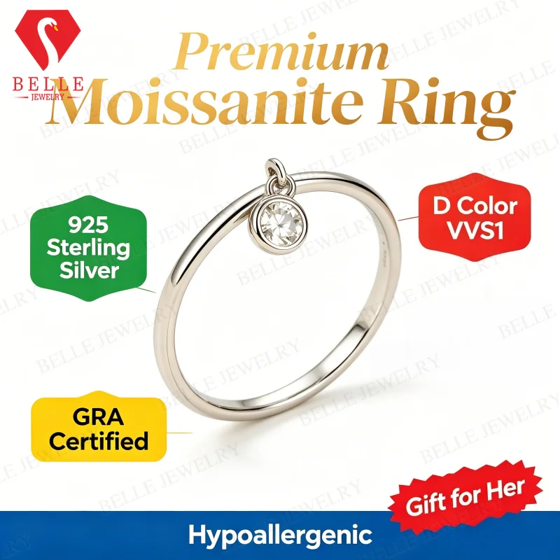 Moissanite Ring Round D Color Excellent Cut VVS1 GAR Clarity 925 Sterling Silver Anti-allergy Anti-fade Daily Wear Wholesale