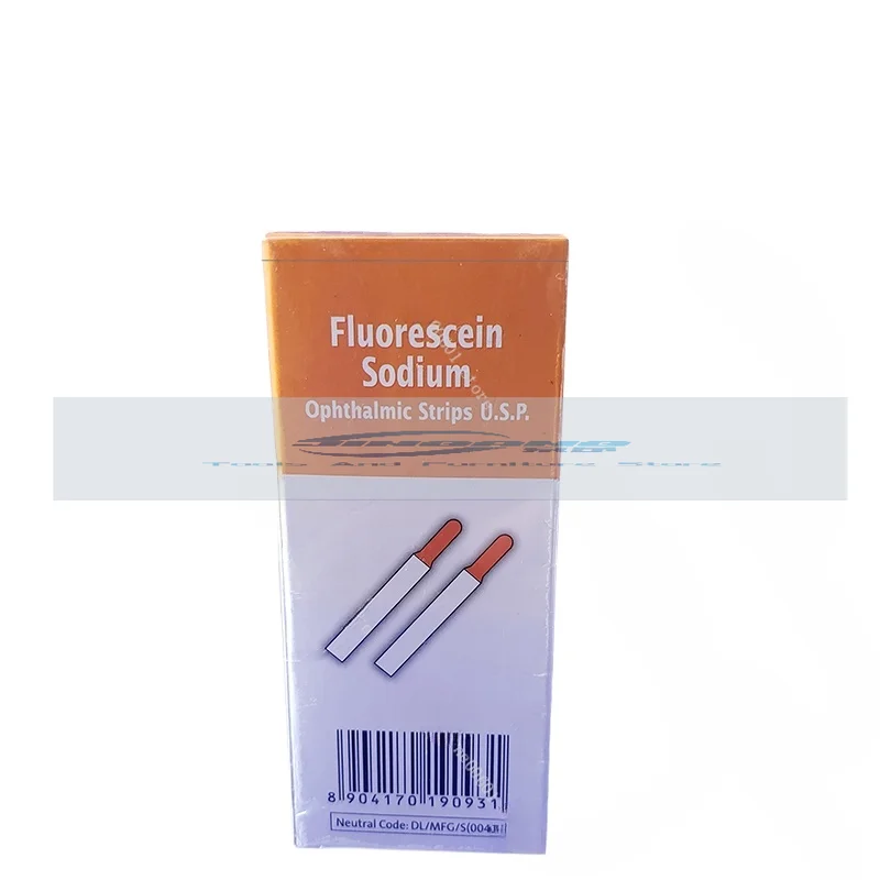 India Tear Detection Filter Paper Strip Fluorescein Sodium Ophthalmic Detection Test Strip Fluorescent Strips A Box of 100