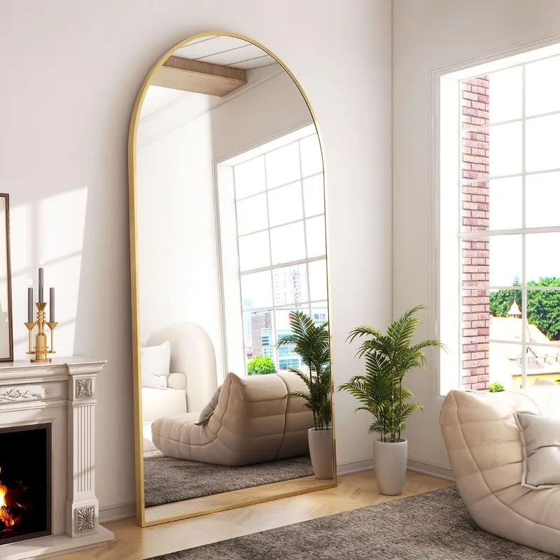 34x76 inch Wall Mount Arched Full Length Mirror-Aluminum Alloy Frame High Definition-Full Body Mirror