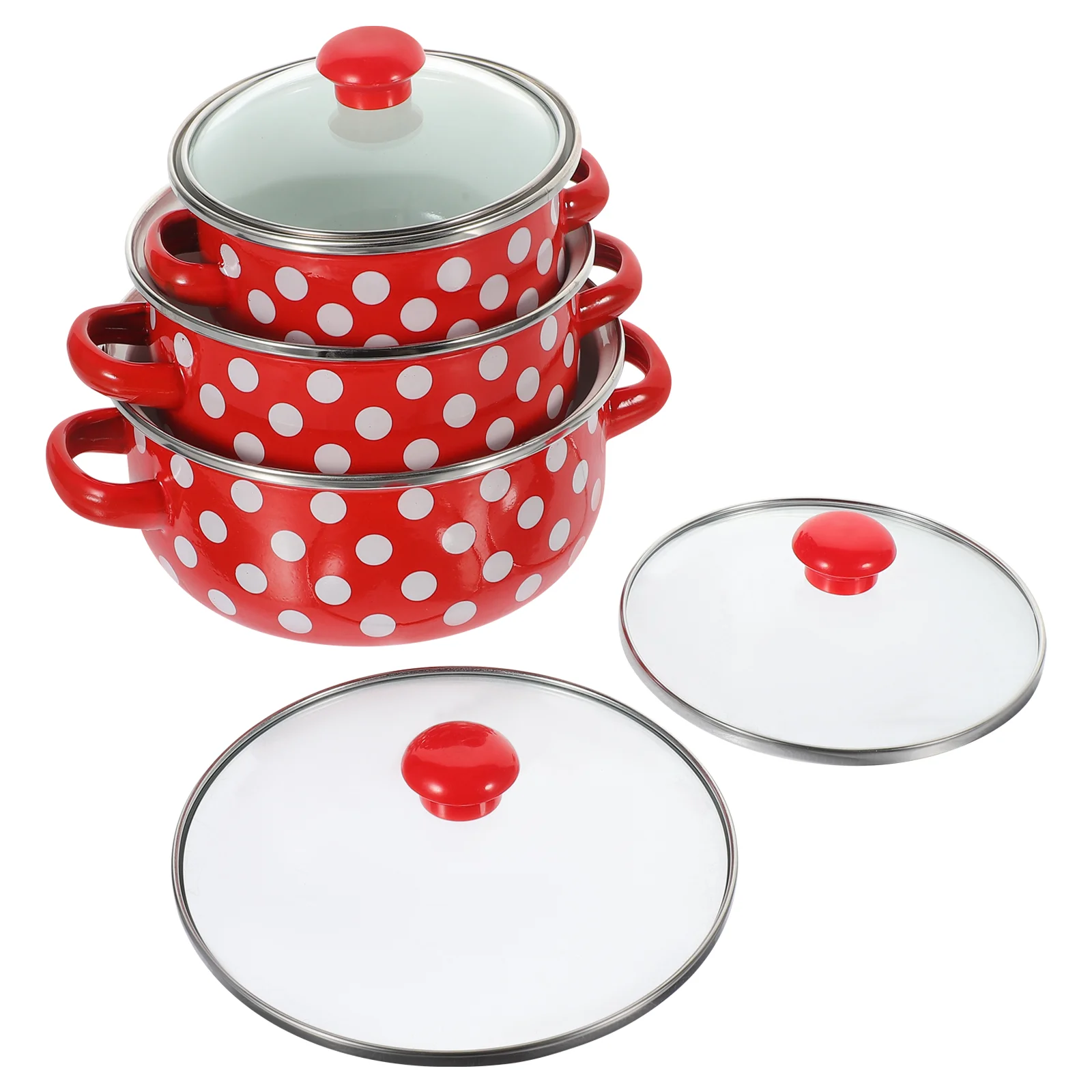 

Enamel Pot Sauce Pans for Stove Top Soup Milk Gas Small Baby Cooking Pots with Handle