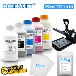 250ML*5 DTF Ink Kit With Powder Film Transfer To T-shirt For Epson L805 L1800 XP-15000 XP-600 XP600 TX800 3880 7880 7890 P600