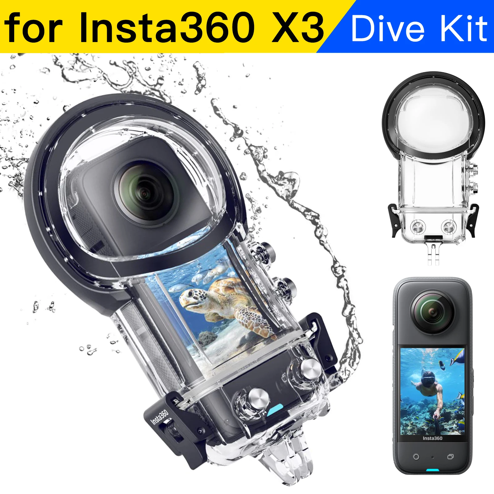 Waterproof Housing Case for Insta360 X3 Underwater Protector Diving Camera Dive Kit for Insta 360 X3 Protector Cover Accessories