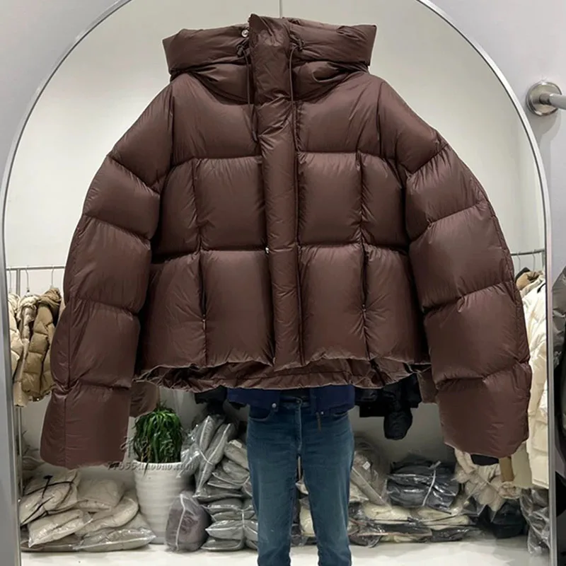 2025年冬新作 韓国風 レディース 超軽量 パフダウンジャケット フード付き 暖かい ホワイトダックダウン ブレッドジャケット